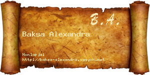 Baksa Alexandra névjegykártya